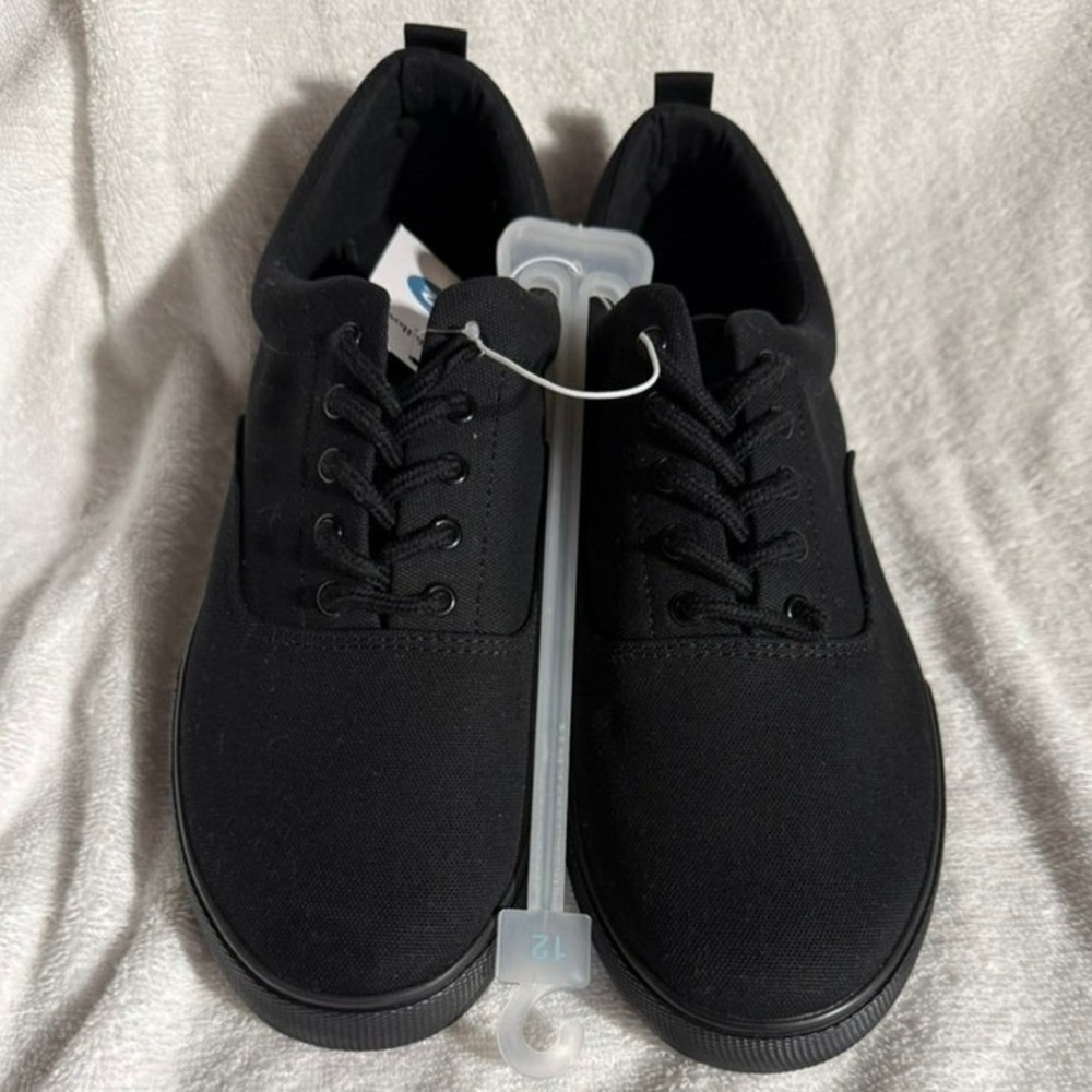 Goodfellow & Co Mens Black Canvas Sneakers Low Top Lace Up Shoes Size 12
